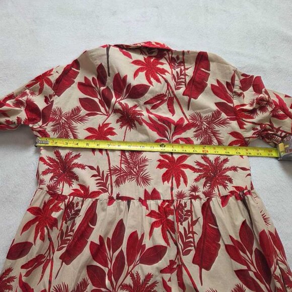 M Maeve x Anthropologie The Bettina tiered shirt dress in Red floral - Picture 8 of 11